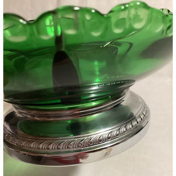 Krome Kraft Farber Brothers Emerald Green Relish or Candy Dish Divided Tray 6.5" - Picture 5 of 13
